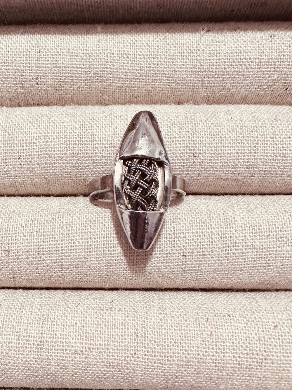 Vintage | Ring | Silver Braided Marquise Ring
